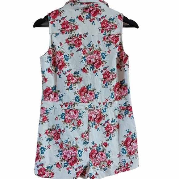 Miss Me Floral sleeveless butron front romper XS - Picture 4 of 8